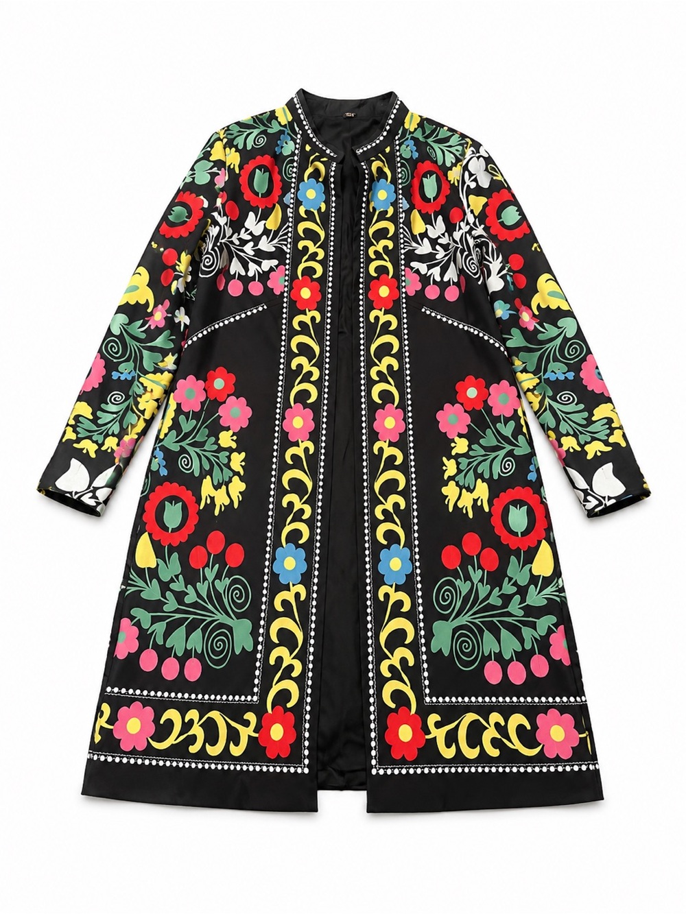 NWOT RARE NEVER WORN Retro FLORAL Jacket Vintage 1970’s Black Yellow Pink Green